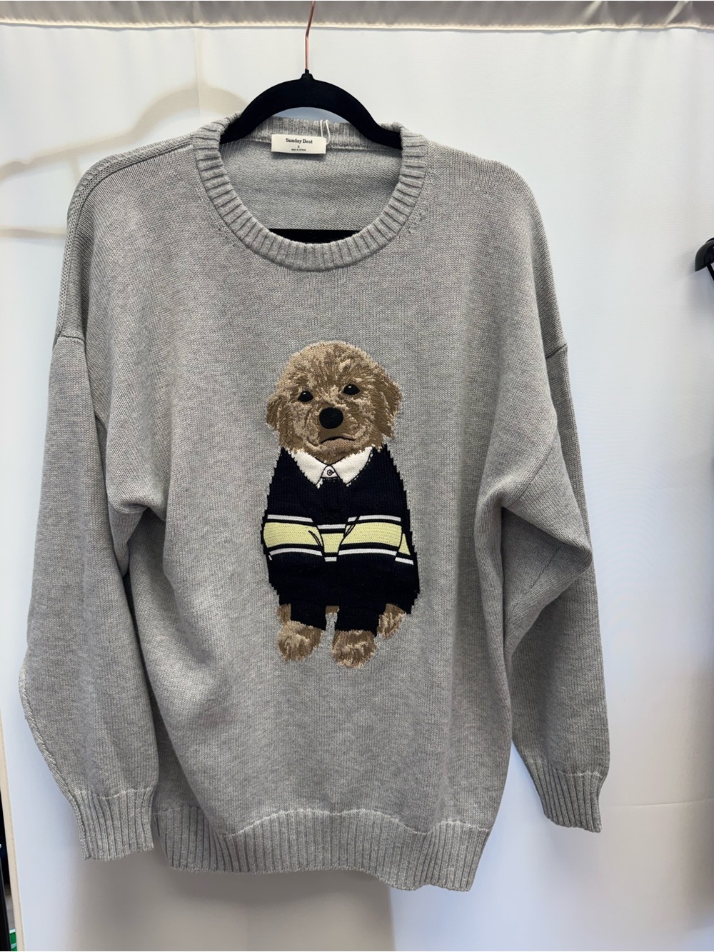 Aritzia Fern Grey Sweater with Dog nwt size large